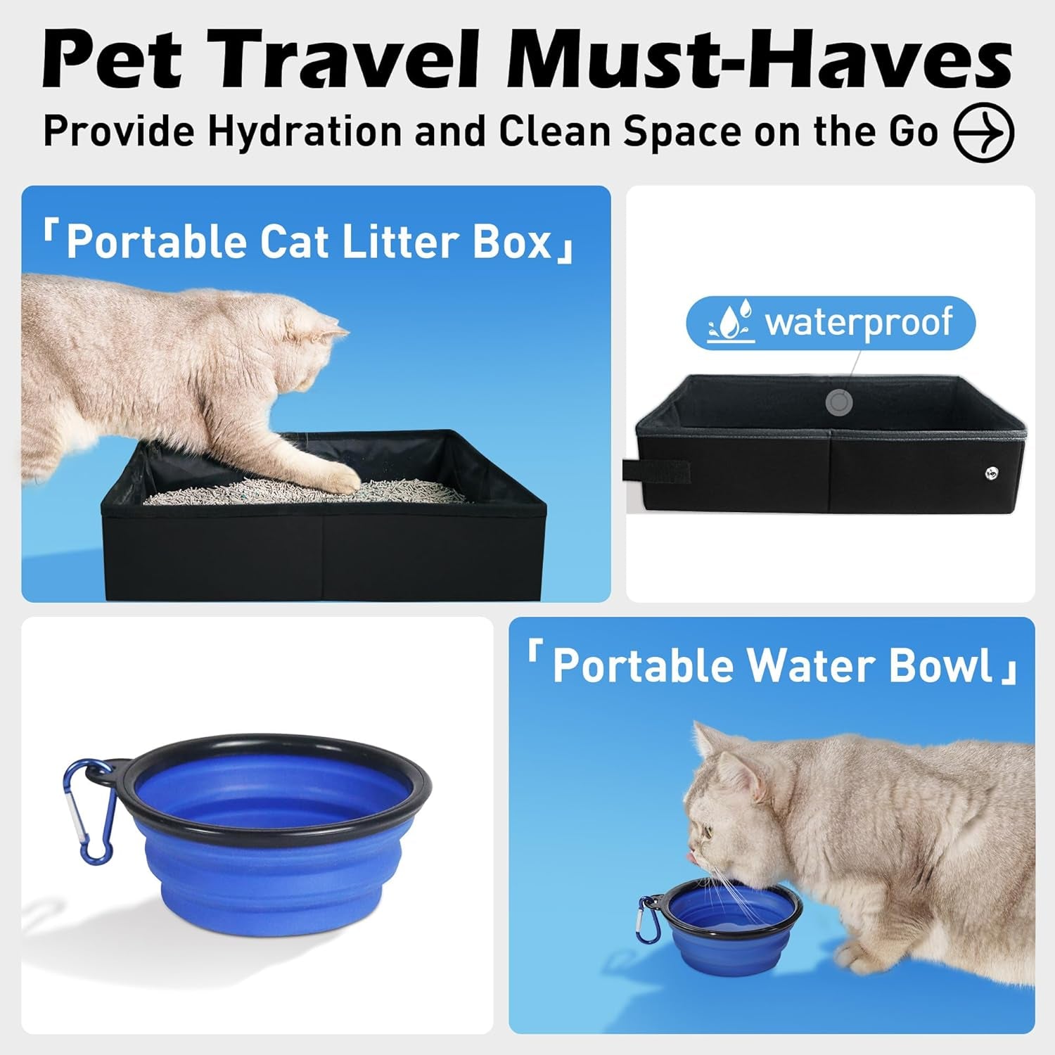 Large Cat Carrier 24"X16.5"X16.5" Soft-Sided Portable Pet Crate for Car Traveling with Collapsible Litter Box and Bowl